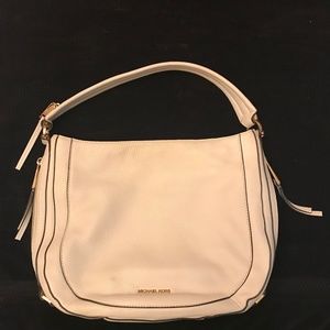 Michael Kors white leather hobo bag